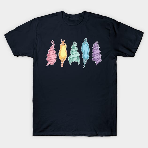 Mermaid Purses / Shark Eggs (Rainbow) T-Shirt by bytesizetreasure